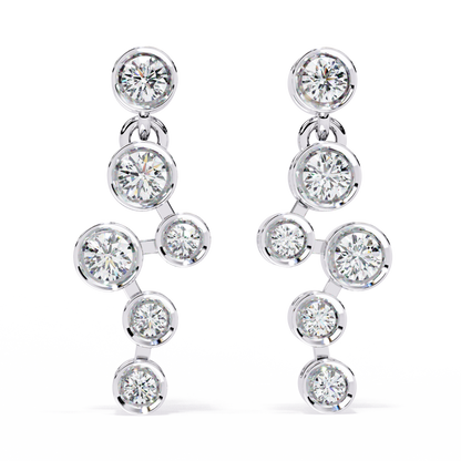 Bezel Set Round Cut Lab Grown Diamond Art Deco Push Back Wedding Drop Earring For Special Occasion