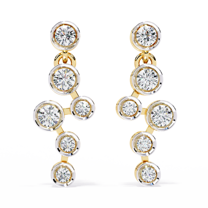 Bezel Set Round Cut Lab Grown Diamond Art Deco Push Back Wedding Drop Earring For Special Occasion