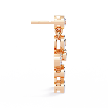 Bezel Set Round Cut Lab Grown Diamond Art Deco Push Back Wedding Drop Earring For Special Occasion