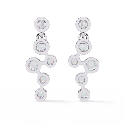 Bezel Set Round Cut Lab Grown Diamond Art Deco Push Back Wedding Drop Earring For Special Occasion