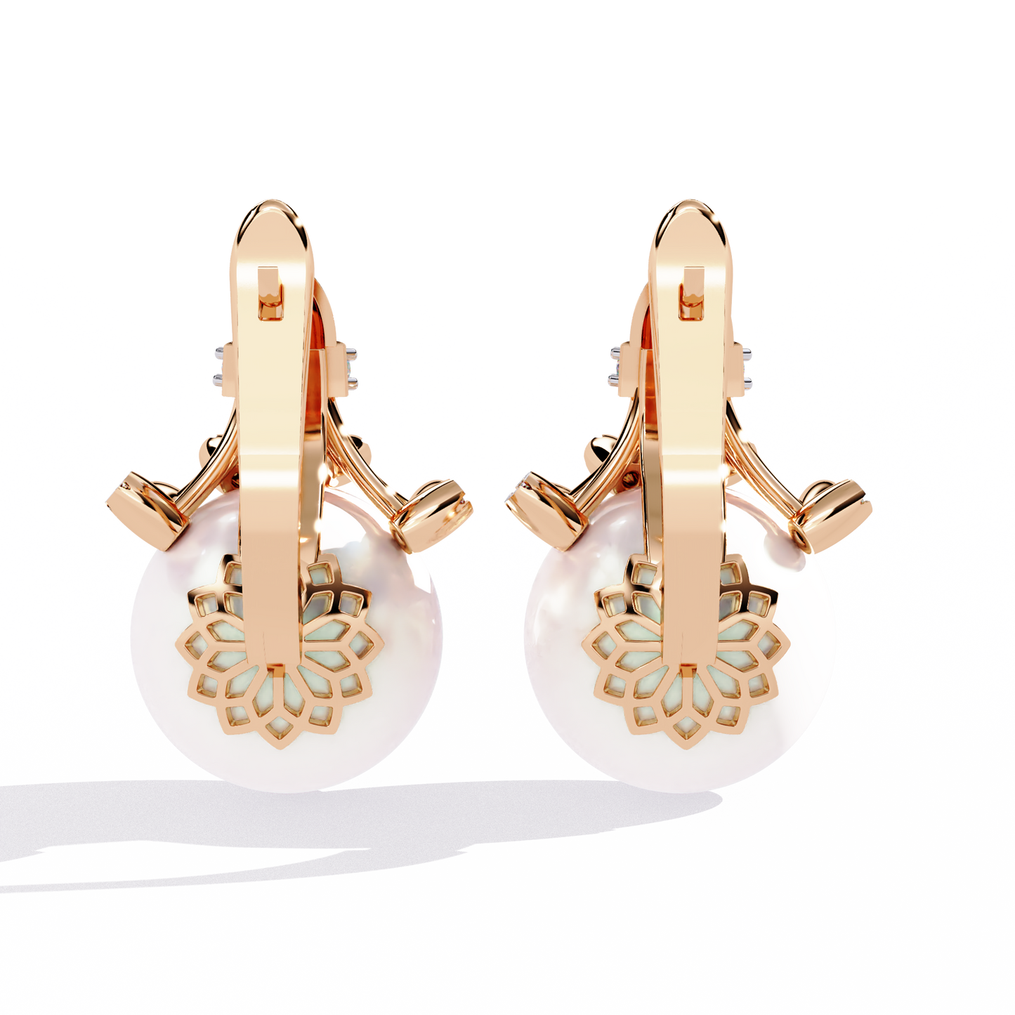 Vintage Round Cut Diamond Floral Pearls Claw Dainty Stunning Perfect Wedding Earring For Her