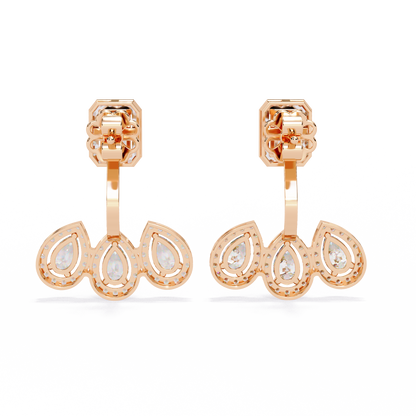 3.60Ct Cluster Emerald, Pear And Round Cut lab Grown Diamond Halo Style Minimalist Sparkling Earring Someone Special Gift