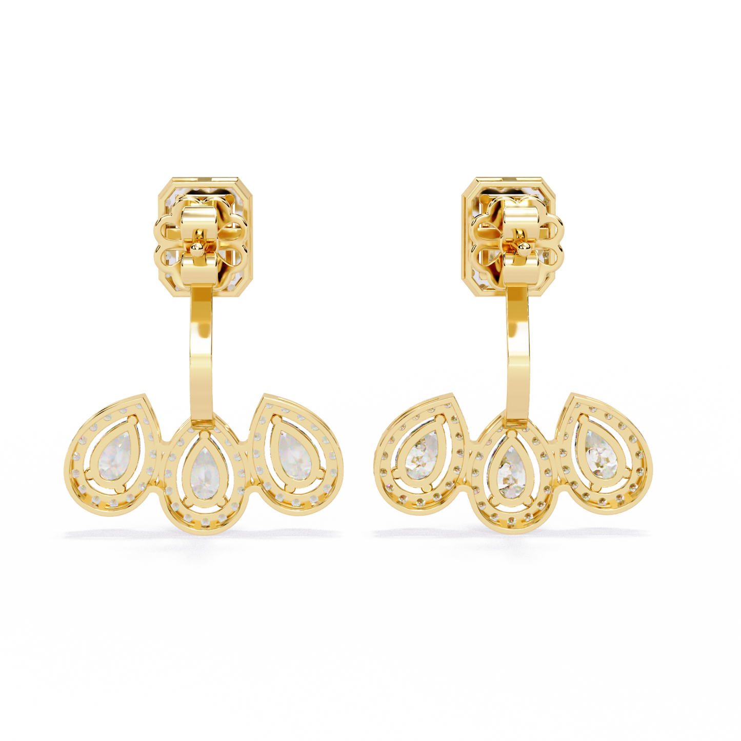 3.60Ct Cluster Emerald, Pear And Round Cut lab Grown Diamond Halo Style Minimalist Sparkling Earring Someone Special Gift