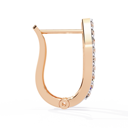 Baguette And Round Cut Diamond Sparkling Art Deco Dainty Cluster Statement Party Wear Hoop Earring Gift For Her