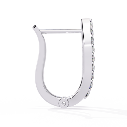 Baguette And Round Cut Diamond Sparkling Art Deco Dainty Cluster Statement Party Wear Hoop Earring Gift For Her