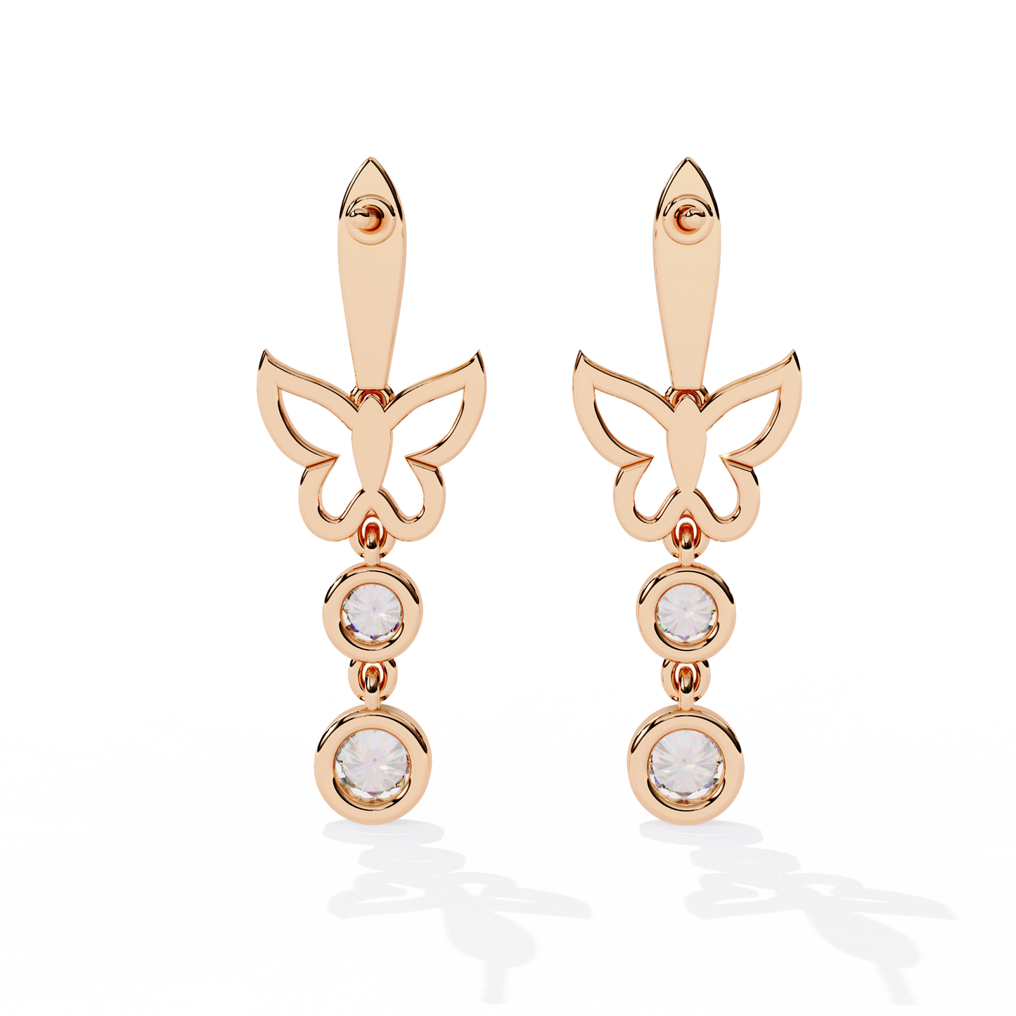 Vintage Round Cut Lab Grown & Natural Diamond Unique Butterfly Shape Cluster Certified Drop Earring Special Occasion