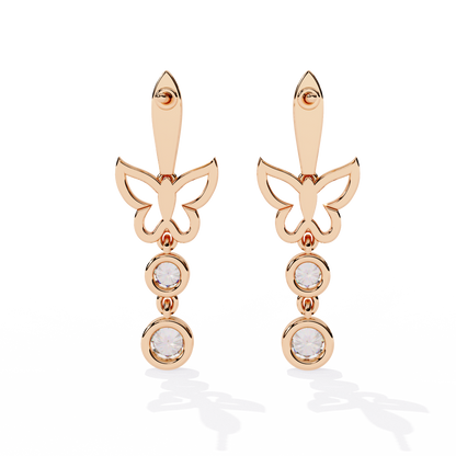 Vintage Round Cut Lab Grown & Natural Diamond Unique Butterfly Shape Cluster Certified Drop Earring Special Occasion