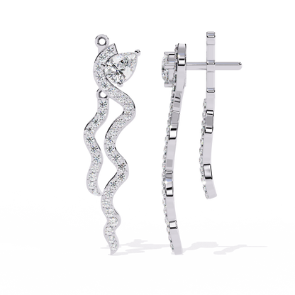 Pear And Round Cut White Colorless Daimond Antique Delicate Classic Handcrafted Party Wear Drop Earring For Her