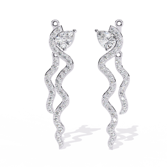 Pear And Round Cut White Colorless Daimond Antique Delicate Classic Handcrafted Party Wear Drop Earring For Her