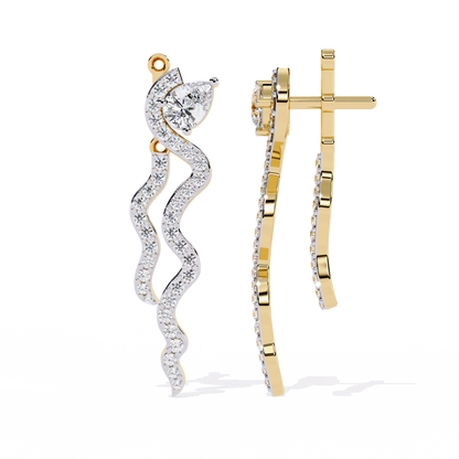 Pear And Round Cut White Colorless Daimond Antique Delicate Classic Handcrafted Party Wear Drop Earring For Her