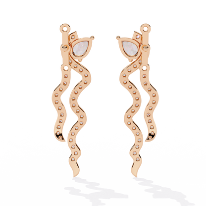 Pear And Round Cut White Colorless Daimond Antique Delicate Classic Handcrafted Party Wear Drop Earring For Her