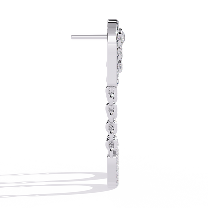 Round And Princess Cut Diamond Antique Floral Chain Dainty Prong Set Timeless Unique Earring Eco Friendly Gift