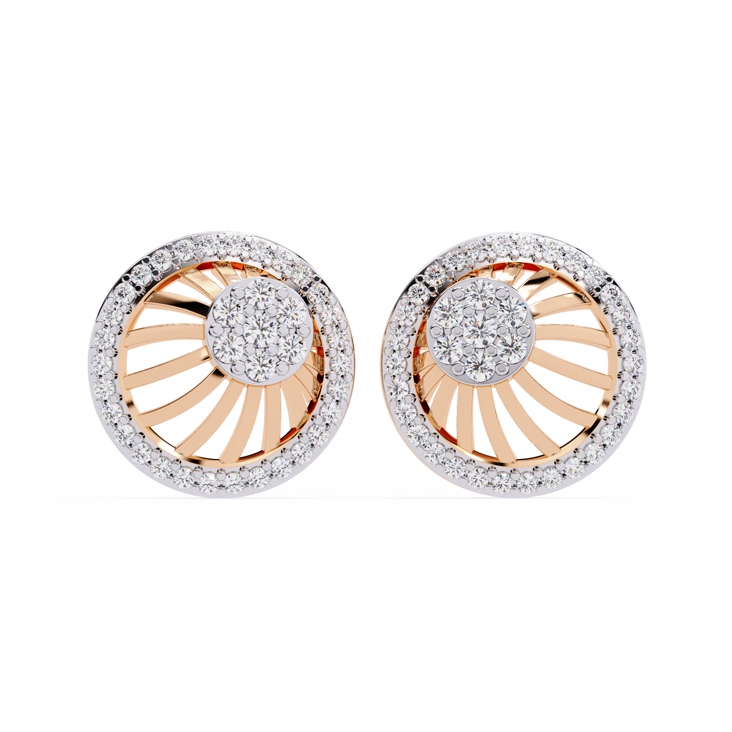 Round Cut White Colorless Diamond Handcrafted Vintage 14k Solid White Gold Sparkling Every Day Stud Earring