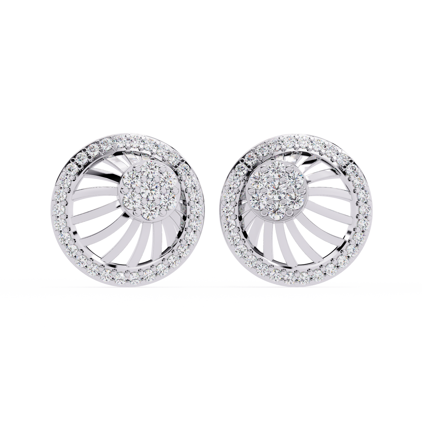 Round Cut White Colorless Diamond Handcrafted Vintage 14k Solid White Gold Sparkling Every Day Stud Earring