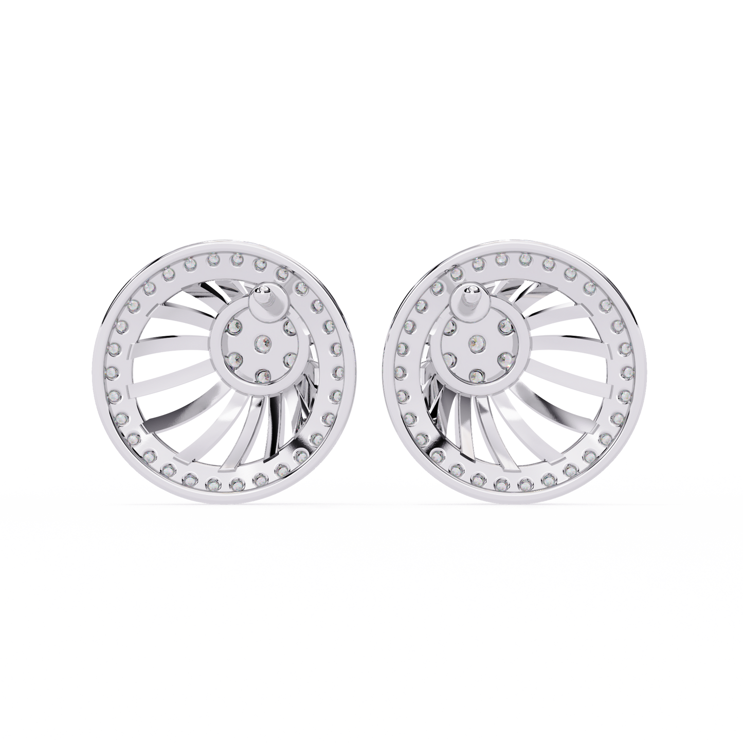 Round Cut White Colorless Diamond Handcrafted Vintage 14k Solid White Gold Sparkling Every Day Stud Earring