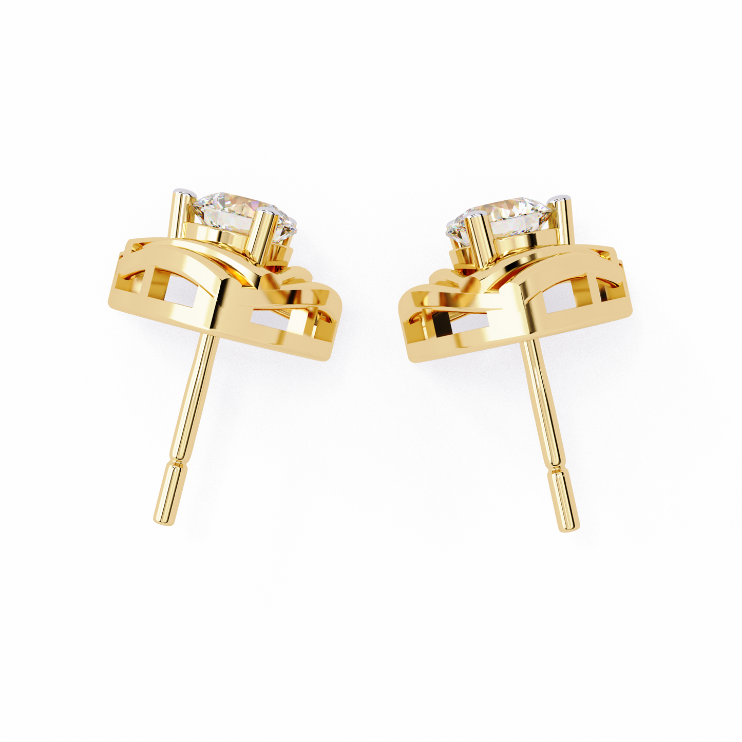 Trilliant Shape Round Cut Top Grade Diamond Unique Solitaire Simple Vintage Cluster Every Day Stud Earring