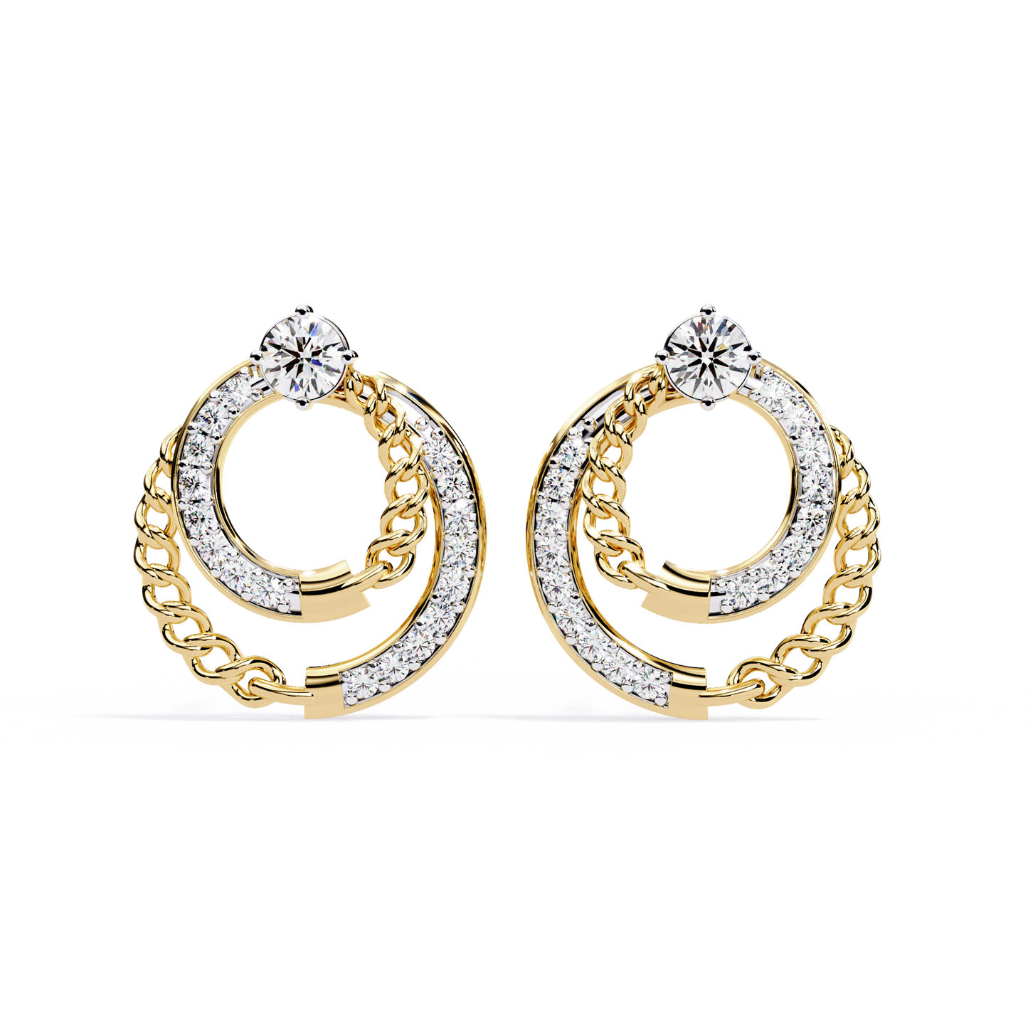 Open Circle Shape Round Cut Lab Grown Diamond Stunning Classic Handcrafted Bridesmaid Stud Earring For Her