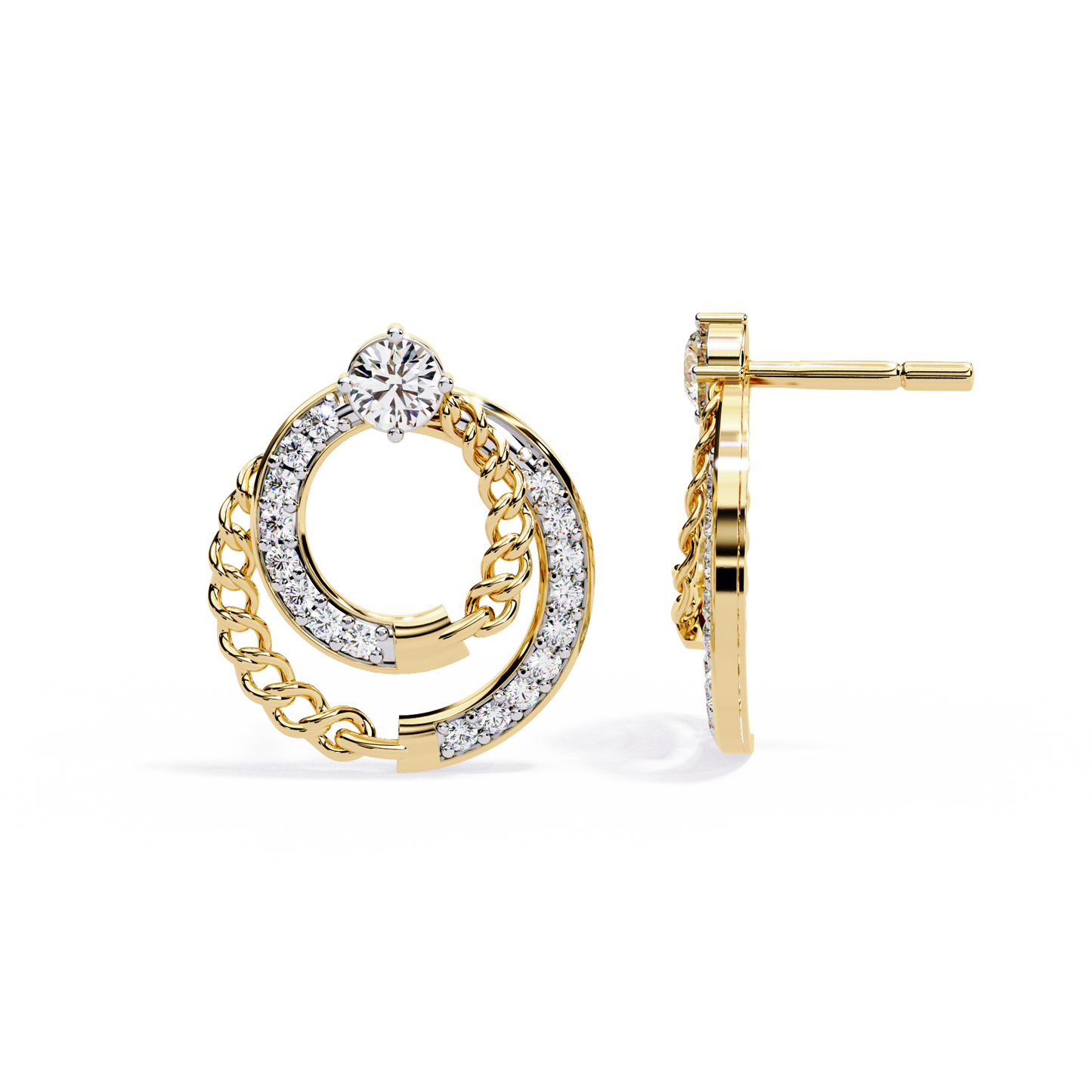 Open Circle Shape Round Cut Lab Grown Diamond Stunning Classic Handcrafted Bridesmaid Stud Earring For Her