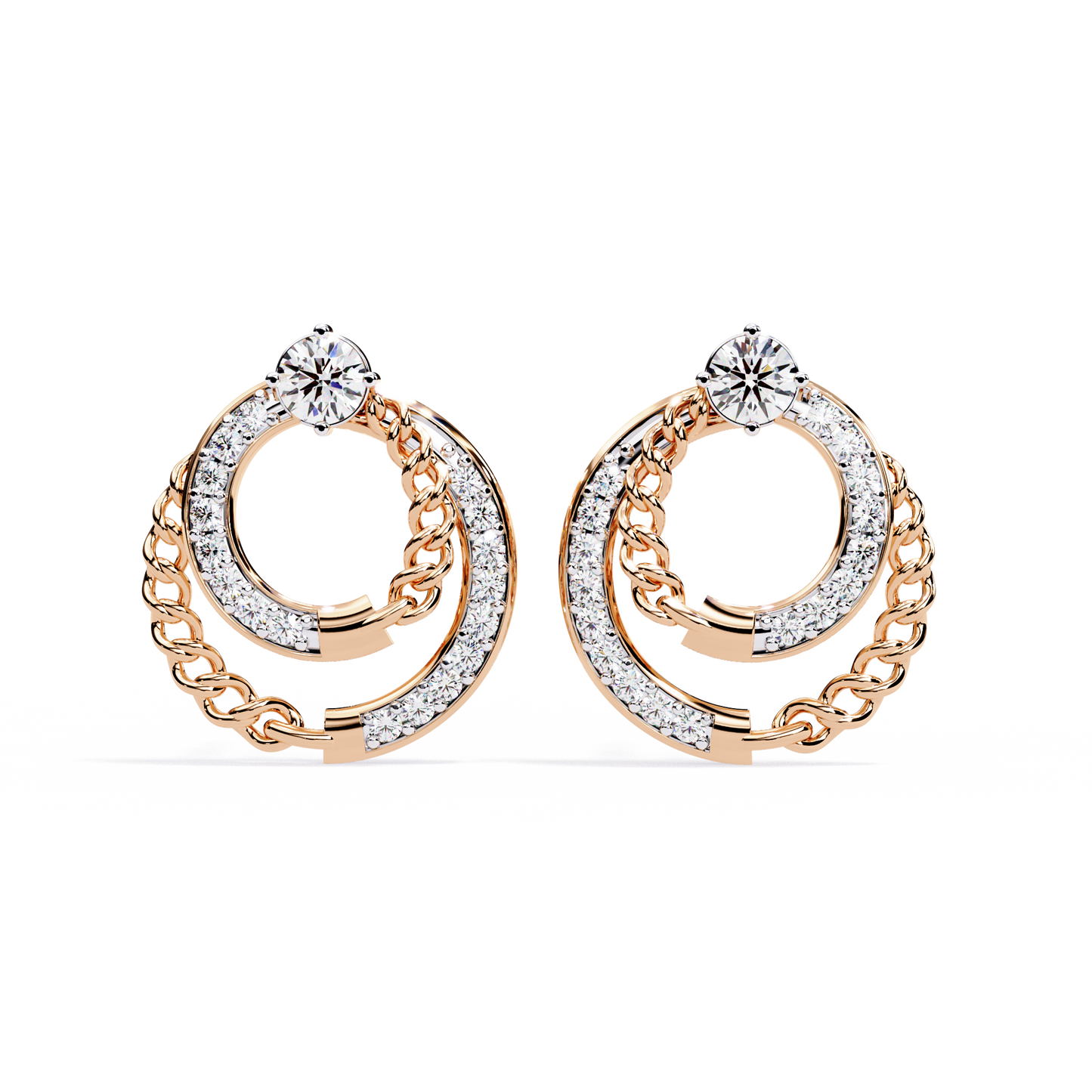 Open Circle Shape Round Cut Lab Grown Diamond Stunning Classic Handcrafted Bridesmaid Stud Earring For Her