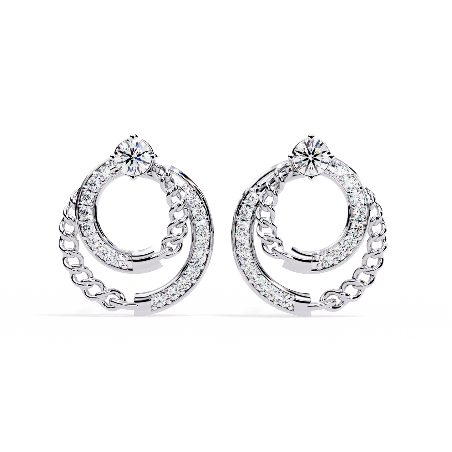 Open Circle Shape Round Cut Lab Grown Diamond Stunning Classic Handcrafted Bridesmaid Stud Earring For Her