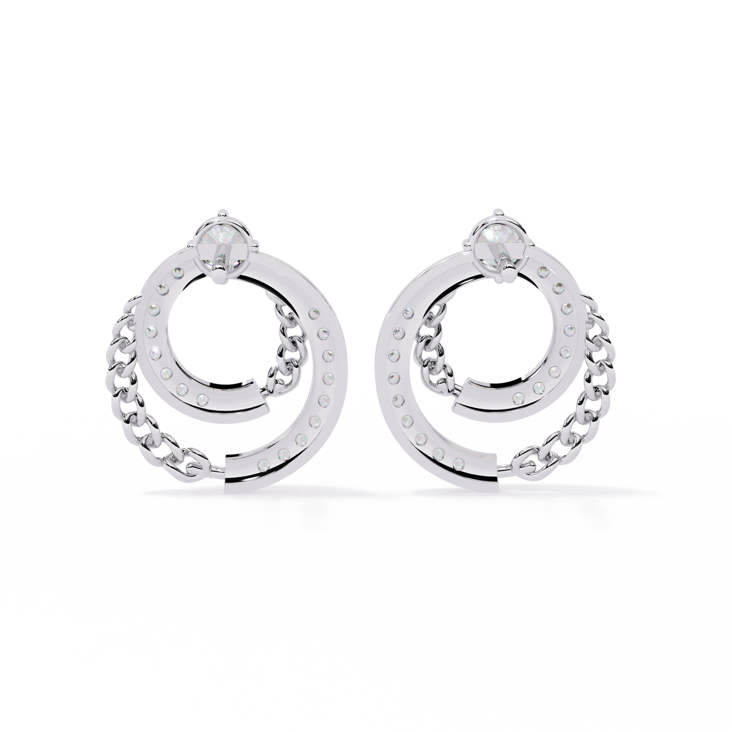 Open Circle Shape Round Cut Lab Grown Diamond Stunning Classic Handcrafted Bridesmaid Stud Earring For Her