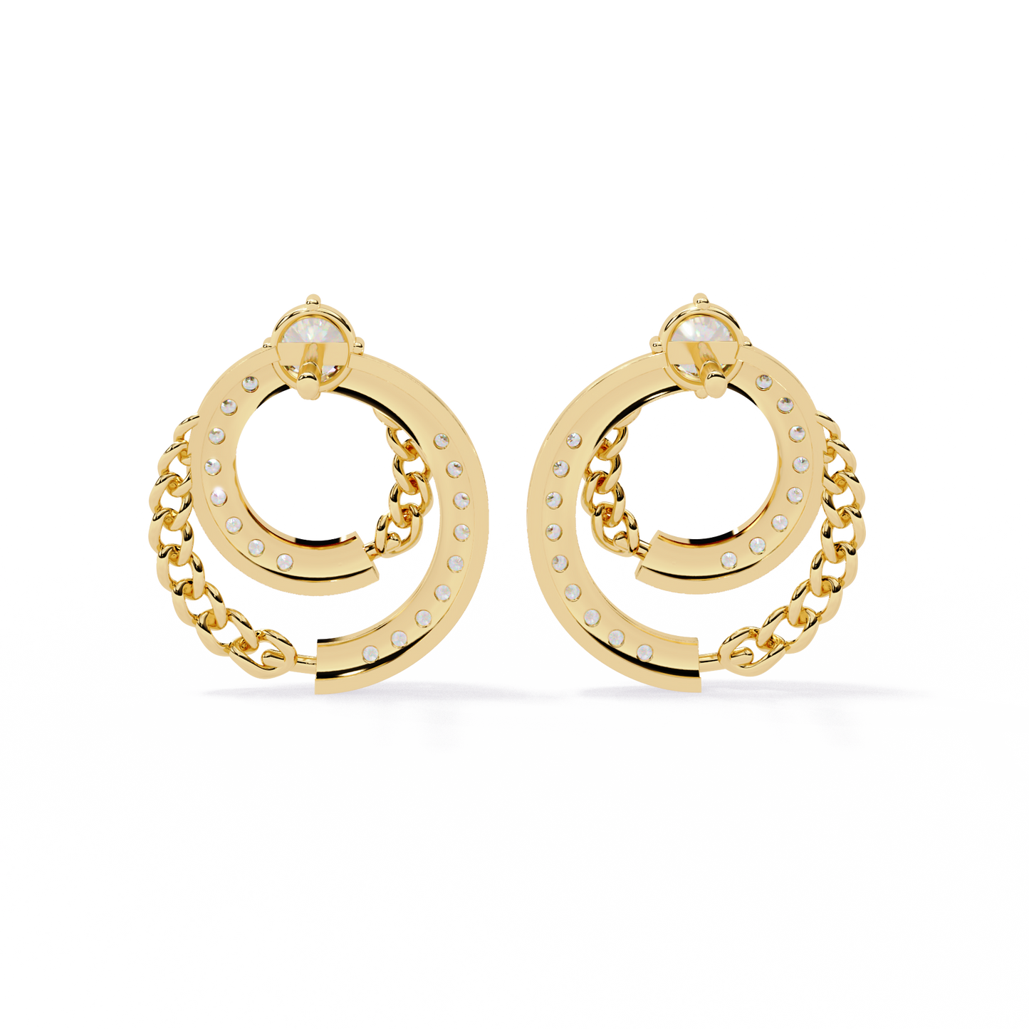 Open Circle Shape Round Cut Lab Grown Diamond Stunning Classic Handcrafted Bridesmaid Stud Earring For Her