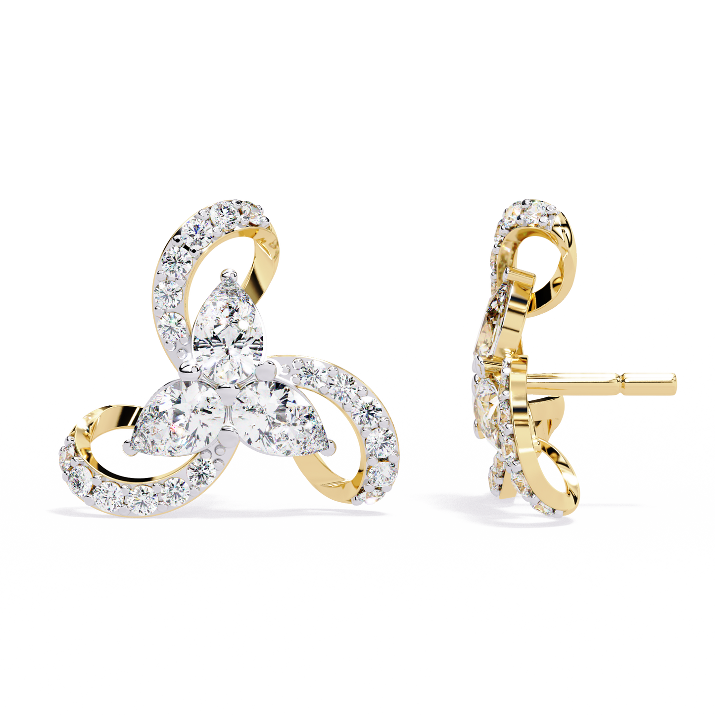 1.38Ct Pear And Round Cut High Quality Diamond Unique Minimalist Perfect Sparkling Party Wear Stud Earring