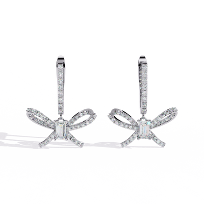 1.19Ct Round Cut High Quality Diamond Infinity Shape Minimalist Vintage Cluster Hoop Earring Gift For Her