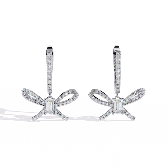 1.19Ct Round Cut High Quality Diamond Infinity Shape Minimalist Vintage Cluster Hoop Earring Gift For Her