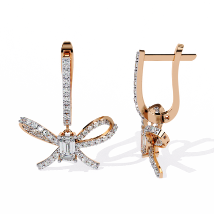 1.19Ct Round Cut High Quality Diamond Infinity Shape Minimalist Vintage Cluster Hoop Earring Gift For Her