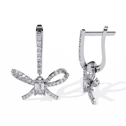 1.19Ct Round Cut High Quality Diamond Infinity Shape Minimalist Vintage Cluster Hoop Earring Gift For Her