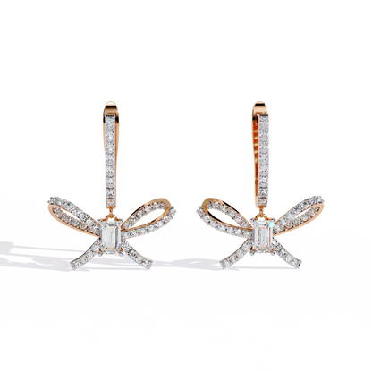 1.19Ct Round Cut High Quality Diamond Infinity Shape Minimalist Vintage Cluster Hoop Earring Gift For Her