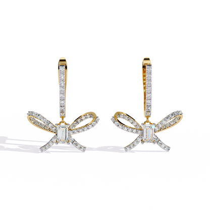 1.19Ct Round Cut High Quality Diamond Infinity Shape Minimalist Vintage Cluster Hoop Earring Gift For Her