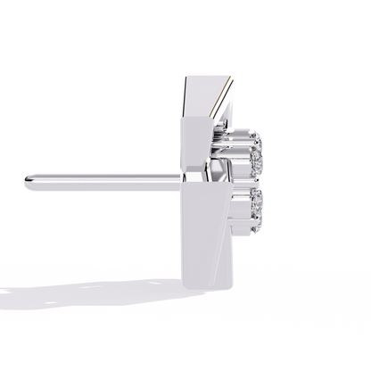 Round Cut Lab Grown Diamond Flower Shape 14K Solid Yellow Gold  Antique Dainty Stud Earring For Eco Friendly Gift