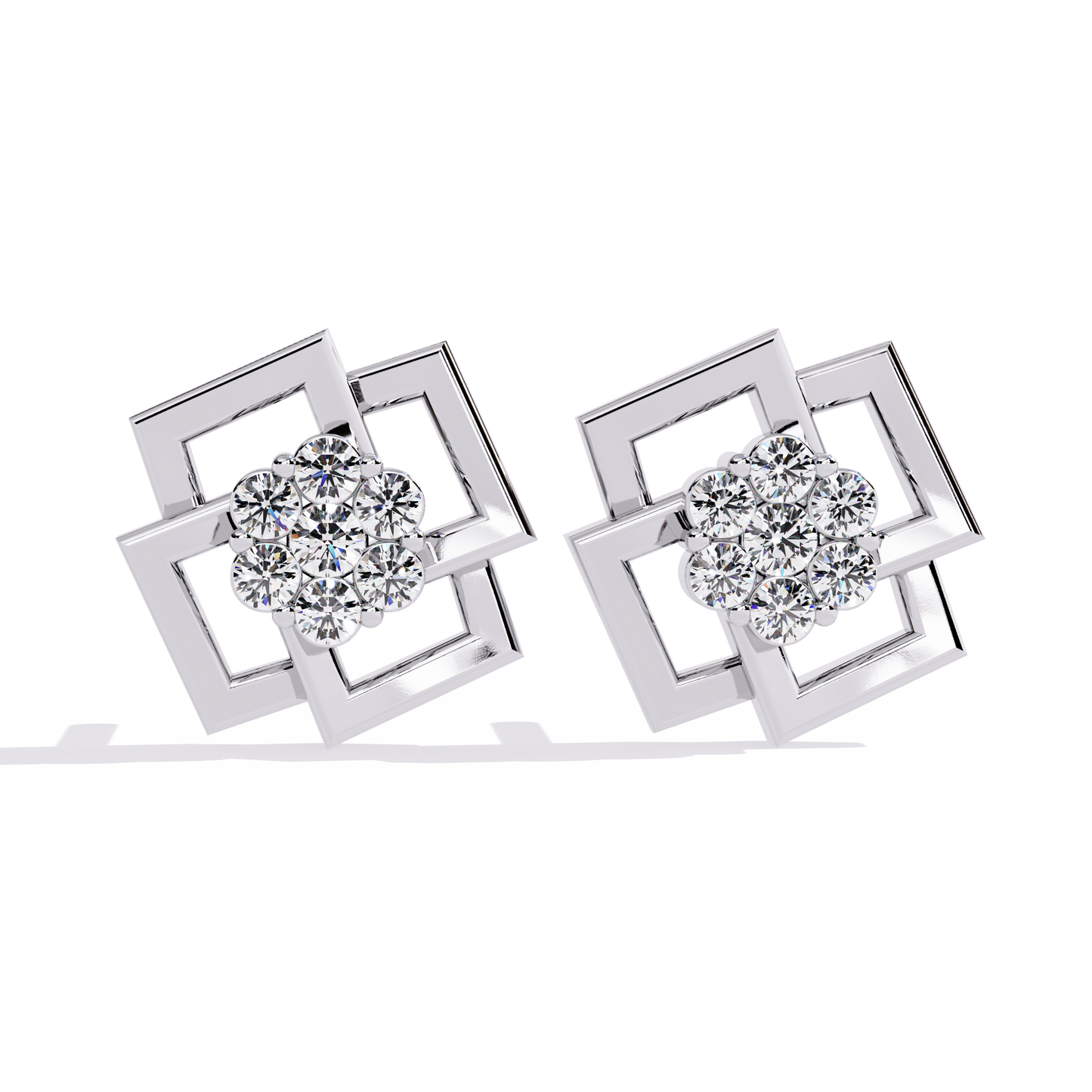 Round Cut Lab Grown Diamond Flower Shape 14K Solid Yellow Gold Antique Dainty Stud Earring For Eco Friendly Gift