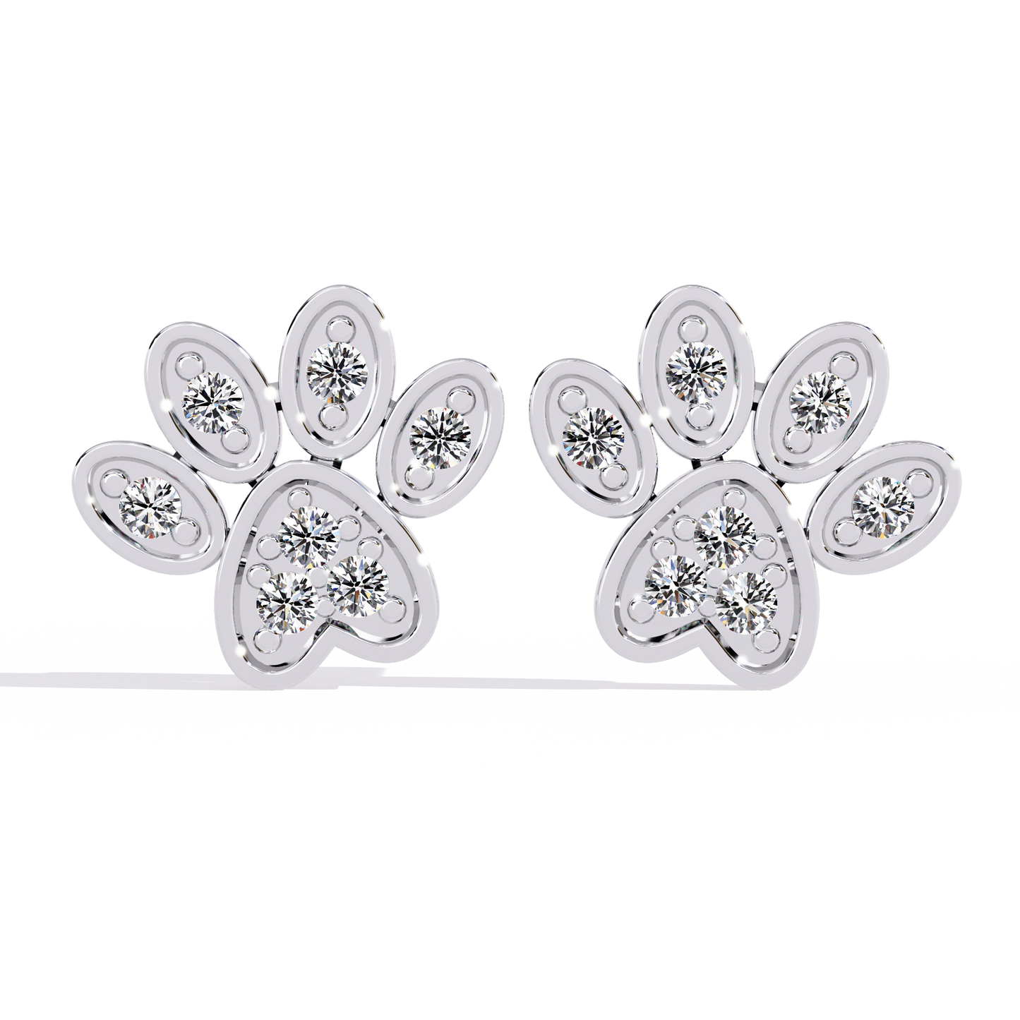 Round Cut Lab Grown & Natural Diamond Antique Stackable Stunning 18k Solid White Gold Perfect Stud Earring Gift For Her