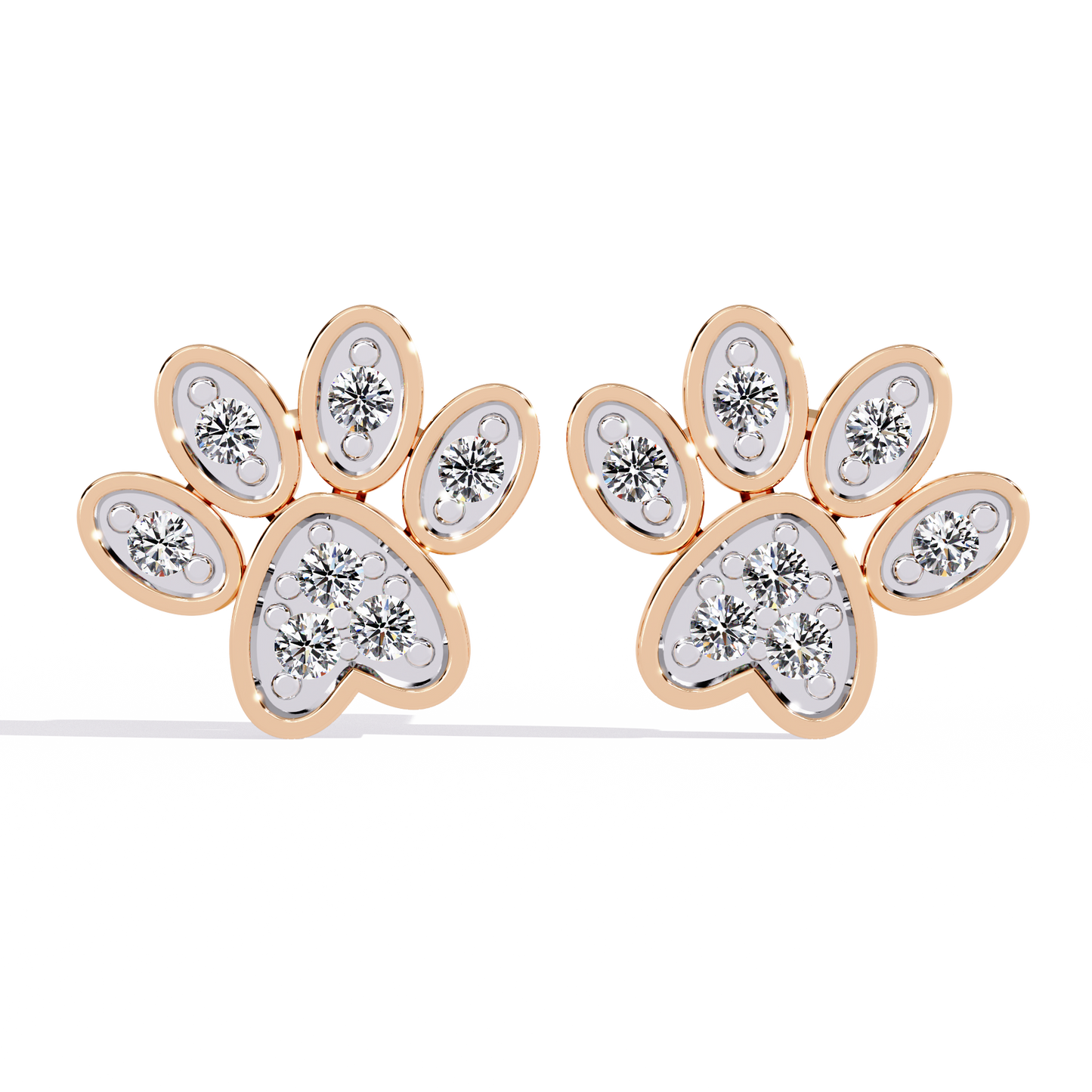 Round Cut Lab Grown & Natural Diamond Antique Stackable Stunning 18k Solid White Gold Perfect Stud Earring Gift For Her