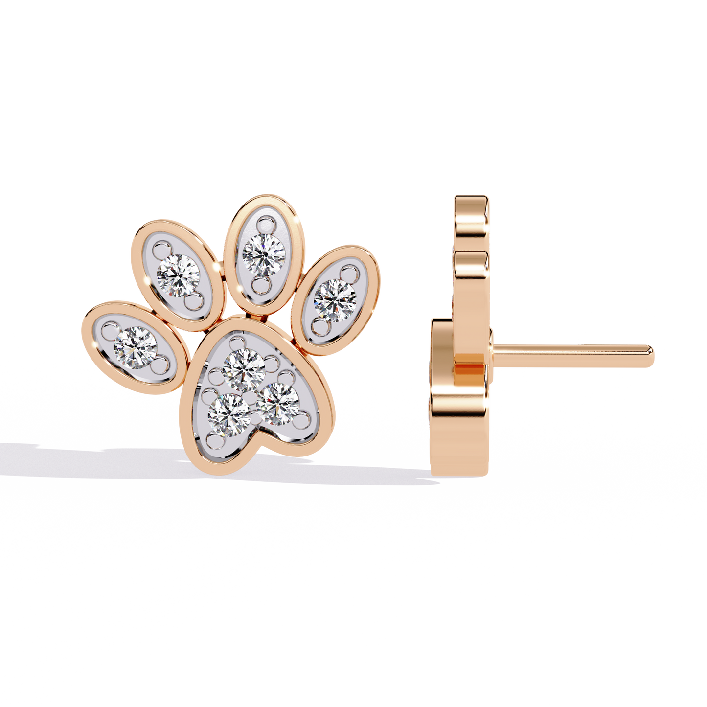 Round Cut Lab Grown & Natural Diamond Antique Stackable Stunning 18k Solid White Gold Perfect Stud Earring Gift For Her