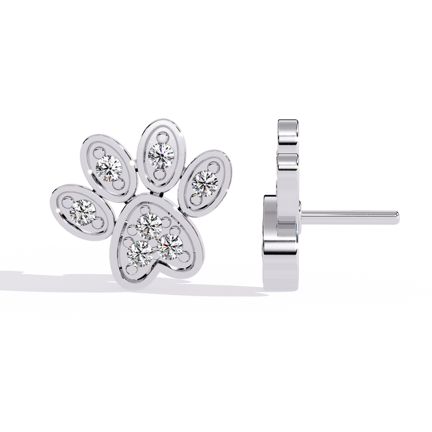Round Cut Lab Grown & Natural Diamond Antique Stackable Stunning 18k Solid White Gold Perfect Stud Earring Gift For Her