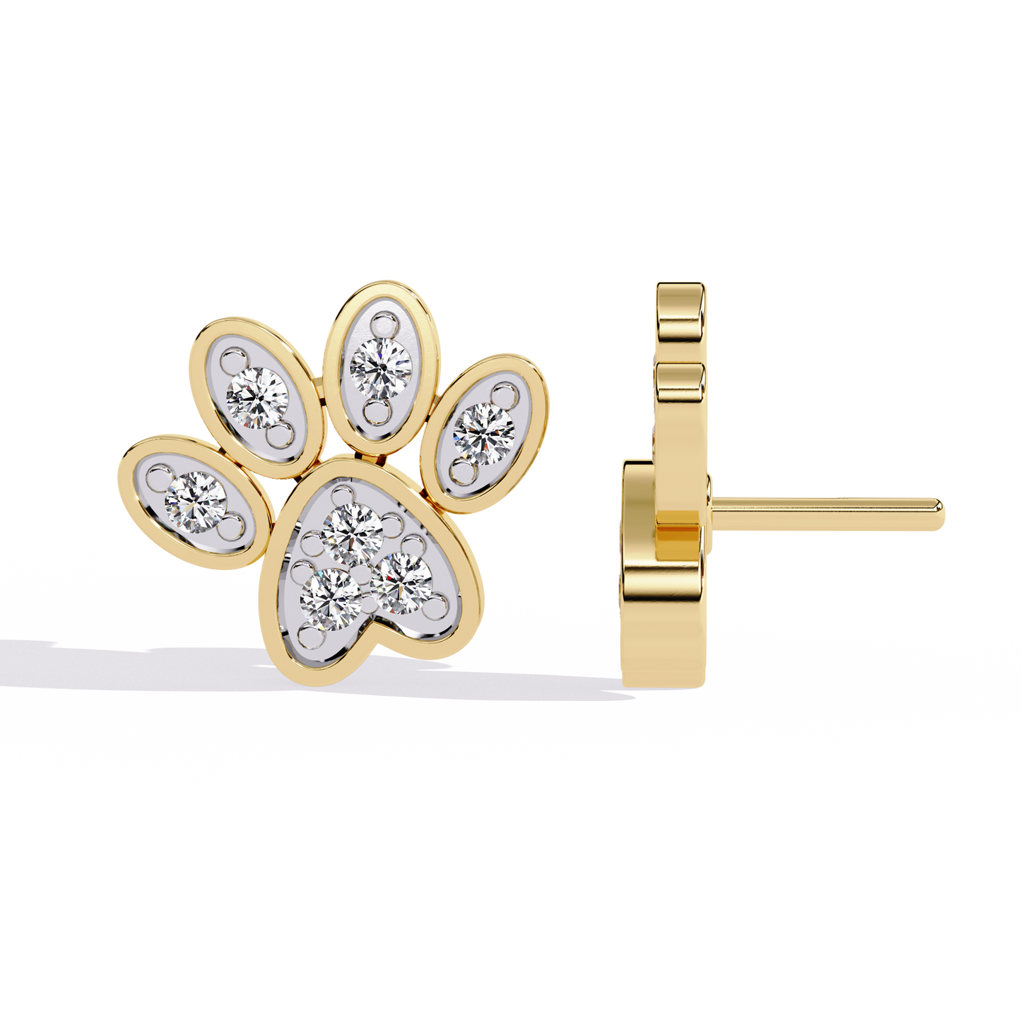 Round Cut Lab Grown & Natural Diamond Antique Stackable Stunning 18k Solid White Gold Perfect Stud Earring Gift For Her