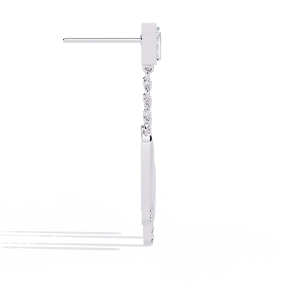 Baguette And Princess Cut Diamond Elegant Classic 10K Solid Yellow Gold Chain Drop Earring Gift For Women's