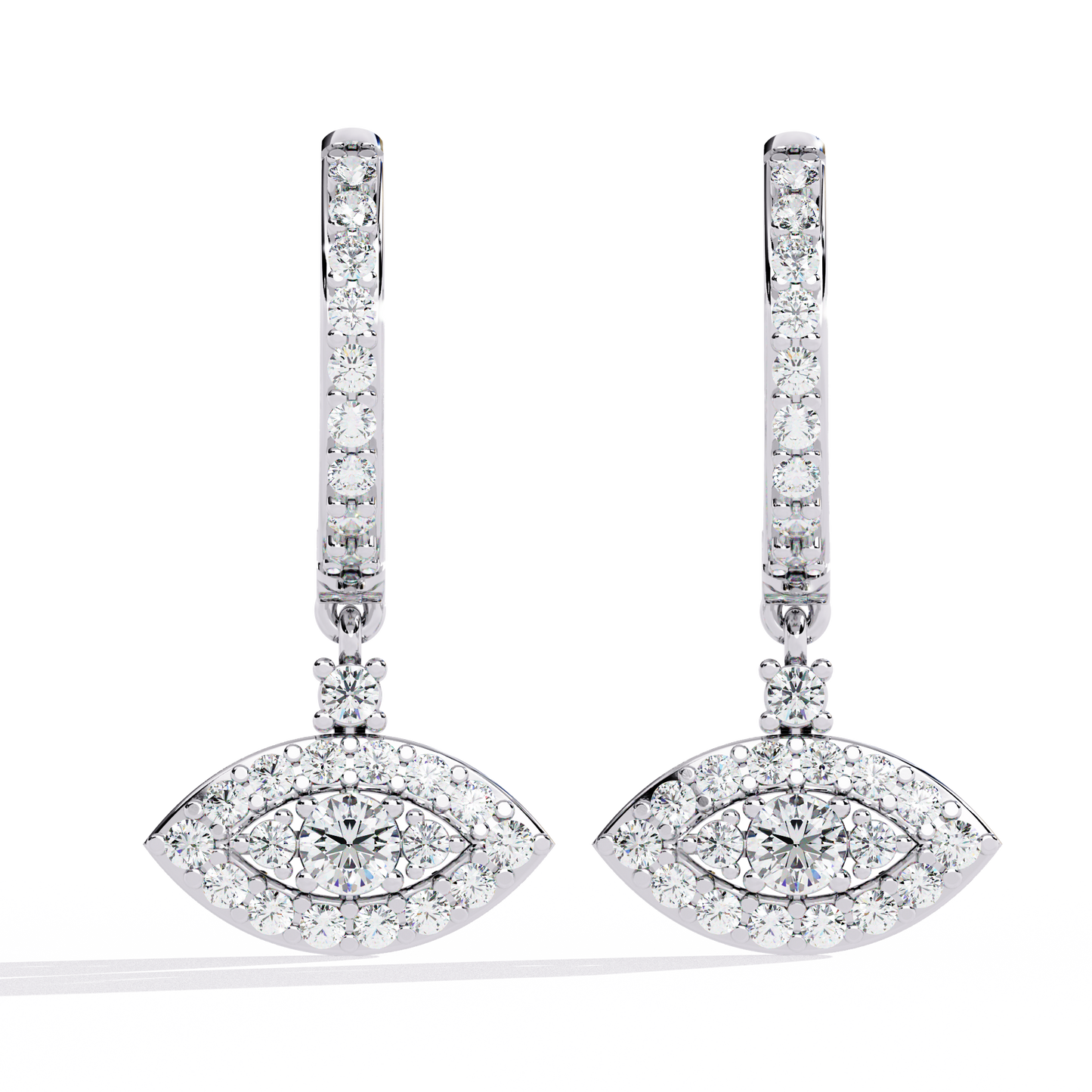 Round Cut Diamond Evil Eye Shape Antique Art Deco Dainty Sparkling Fabulous Huggie Hoop Wedding Earring