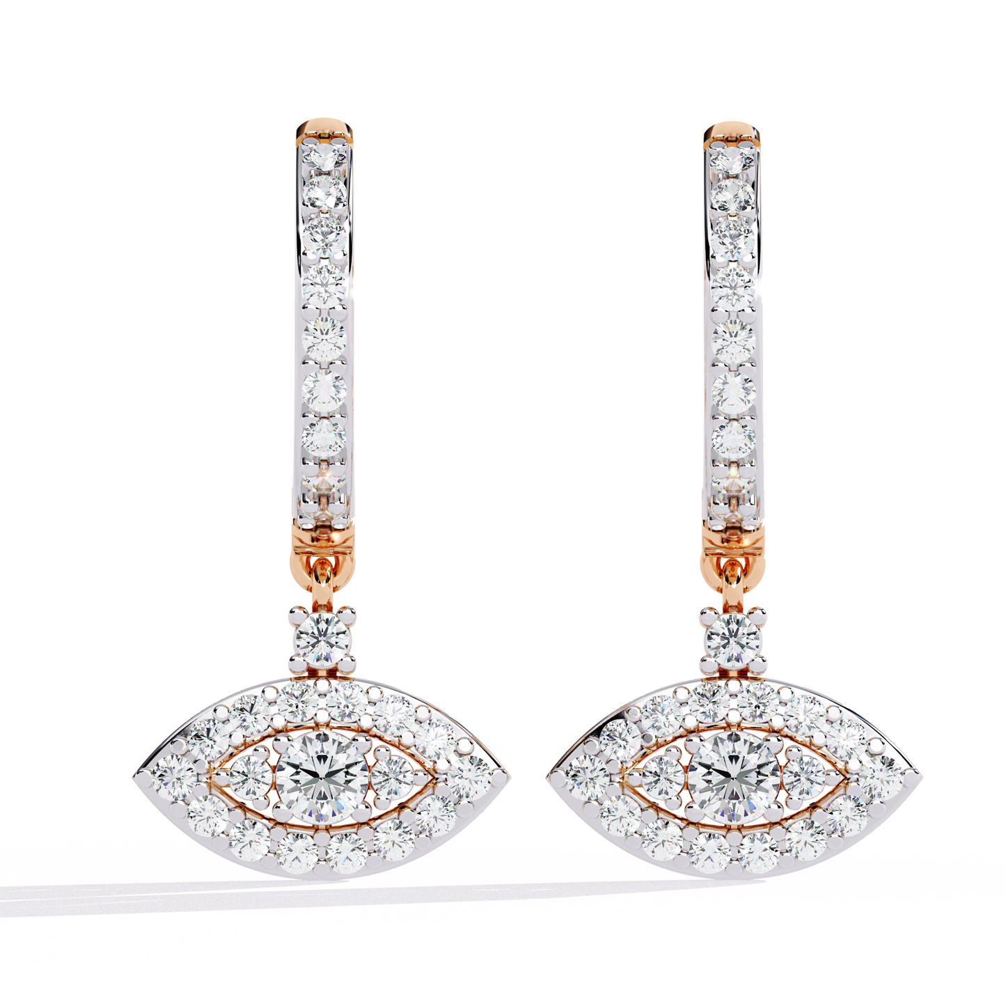 Round Cut Diamond Evil Eye Shape Antique Art Deco Dainty Sparkling Fabulous Huggie Hoop Wedding Earring