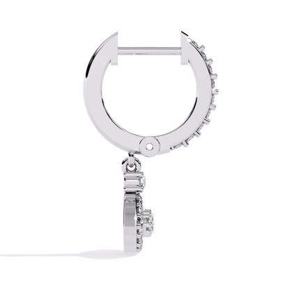 Round Cut Diamond Evil Eye Shape Antique Art Deco Dainty Sparkling Fabulous Huggie Hoop Wedding Earring