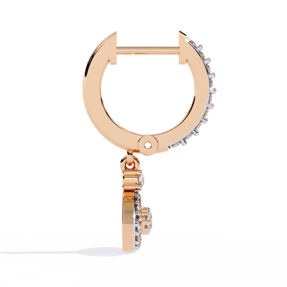 Round Cut Diamond Evil Eye Shape Antique Art Deco Dainty Sparkling Fabulous Huggie Hoop Wedding Earring