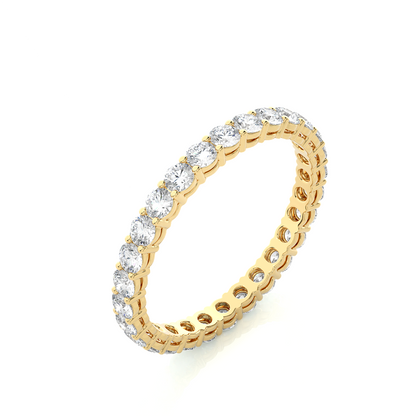 1.12 Carat Round Shaped Lab Grown Diamond & Natural 10k Solid Gold  Eternity Band Ring For Women's