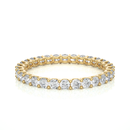 Full Eternity Wedding Band, Yellow Gold Stackable Bridal Matching Band For Her