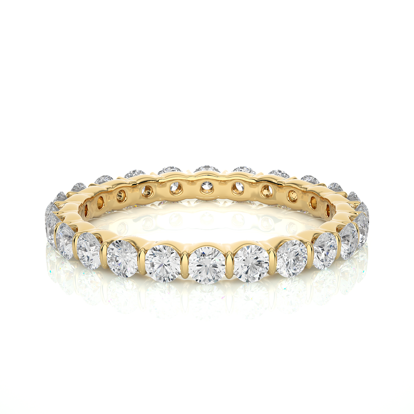 14K Solid Gold Full Eternity Round Cut Lab Grown & Natural Diamond Wedding Band For Women