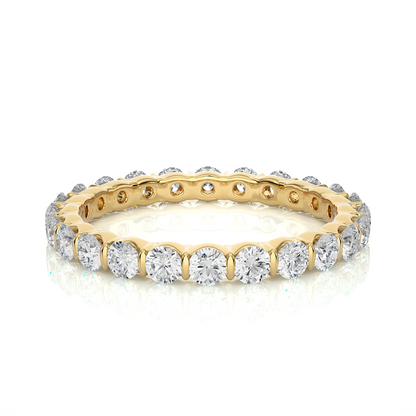 14K Solid Gold Full Eternity Round Cut Lab Grown & Natural  Diamond Wedding Band  For Women