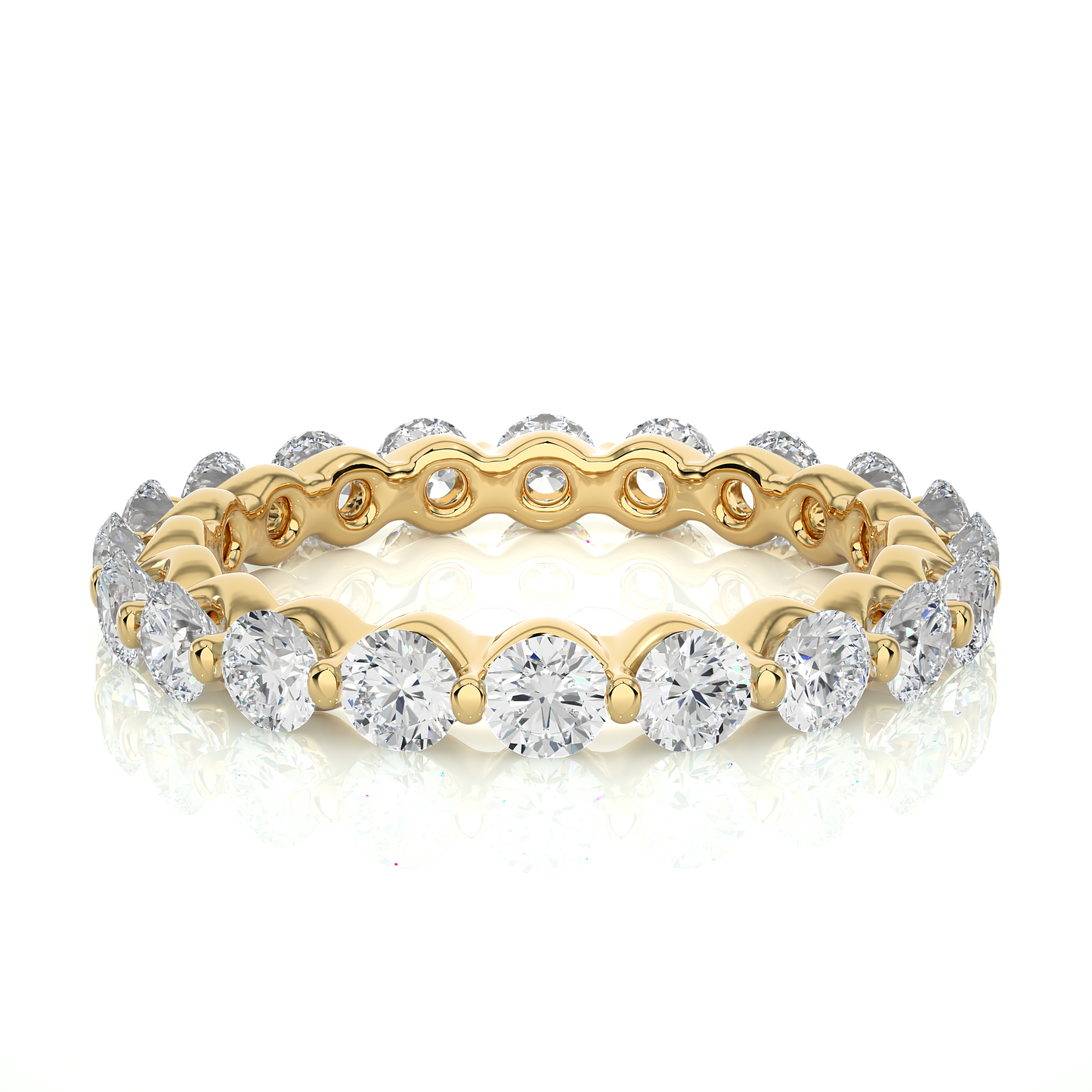 2.03 CT Channel Set Round Cut Lab Grown & Natural Diamond Colorless Engagement Ring, With 14K Solid White Gold